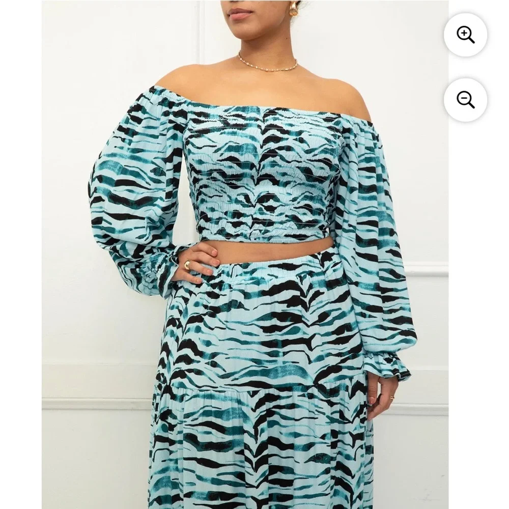 NWT ELOQUII Blue Zebra Print Women's Skirt Set - Picture 2 of 2